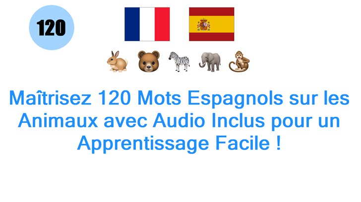 Maîtrisez 120 Mots Espagnols sur les Animaux avec Audio Inclus pour un Apprentissage Facile !